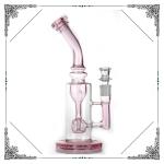 Pink Glass Bubbler Recycler 10 inches Showerhead Perc Bongs Smoking Water Pipe