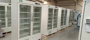 China 2-8 Degree 656L Large Capacity Biomedical Pharmacy Refrigerator With Double Glass Door For Hospital Equipment factory