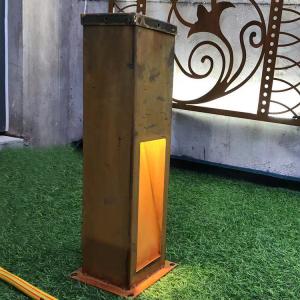China Garden Lights FeCSi Corten Steel Bollard Lights 0.12m Rectangular Outdoor Lights factory