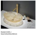 Modern Luxury Round Glass Wash Basin Crystal Colorful For Hotels Bathrooms