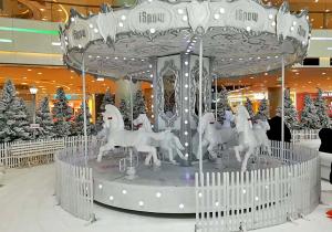 China White House Theme Park Carousel 6 Seats Kids Carousel Ride Luxury Design factory