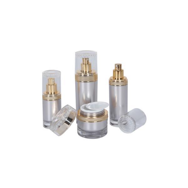 Elegant Cosmetic Personal Care Packaging Set 50g Cream Jar 30-50-100ml Acrylic Gold Pump Lotion Bottle