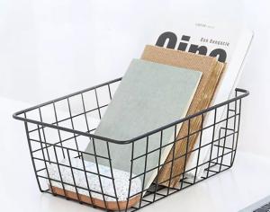 China Black Metal 2.5mm Wire Mesh Storage Baskets Kitchen Bathroom Living Room factory
