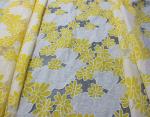 Floral Yellow / Orange Polyester Lace Fabric Cotton Two Tone Burnout Lace