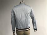 Bluish Grey Mens Polyester Bomber Jacket With Black And Tan Terry Toweling