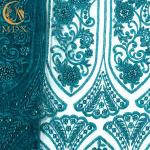 Tulle Lace Green Beaded Sequin Embroidery Fabric For Dress Making