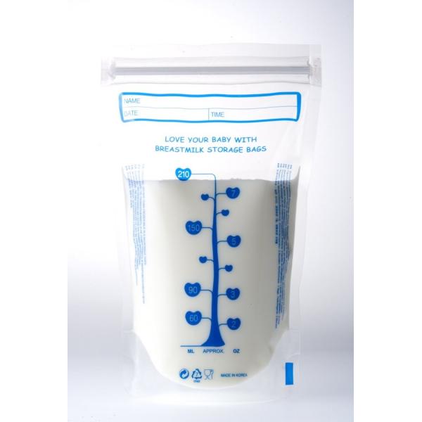 China Resealable Stand Up Pouch Packaging With Zipper For Breast Milk Storage factory