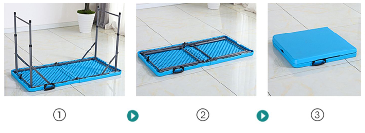 Portable HDPE Plastic Metal Adjustable Folding Table for Hotel Restaurant and Banquet