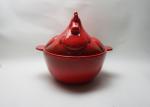 Rooster Shaped Ceramic Houseware Covered Baking Bowl Hand Painted Stoneware