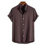 Short Sleeve Shirt Casual Men's V-Neck T-Shirt Oversized Flax Shaper Cooling 100