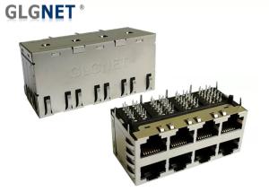 China Through Hole Mounting Rj45 Multi Connector 2x4 1G Ethernet With Surge Protection factory