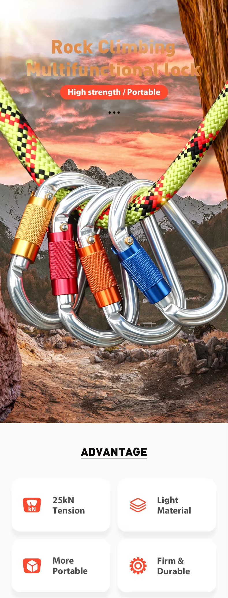 Customized Logo and Color Aluminum Carabiner Hook for Outdoor Round Climbing Snap Hook