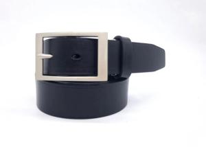 China Classic Mens Casual Leather Belt With Single Prong Buckle Silver Color factory