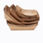 Microwavable Handy Kraft Paper Food Boats , Greaseproof Brown Kraft Food Trays