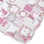 White And Pink Printed Quilt Set 100 Percents Cotton For Household Bedroom