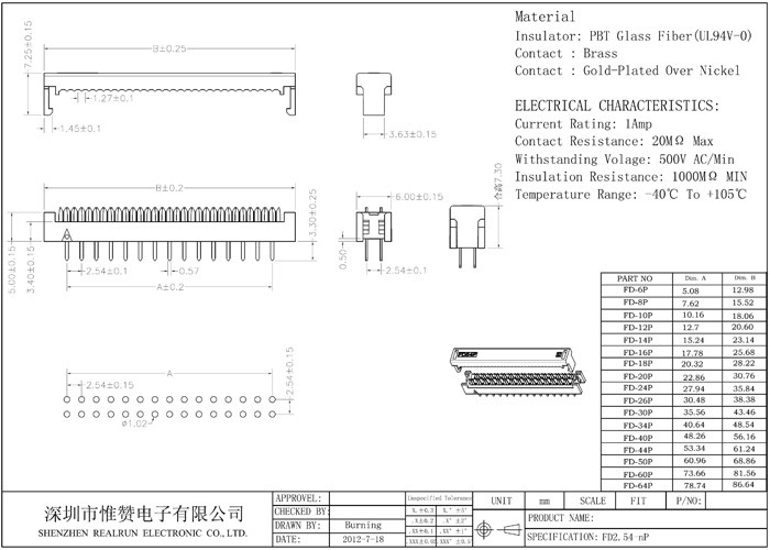Male Header 10 Pin Idc Female Connector Gold / Tin Plating Contact Materials
