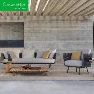 China Outdoor Handmade Rattan Rope Sofa Set Modern Metal Frame for Garden Enjoyment factory