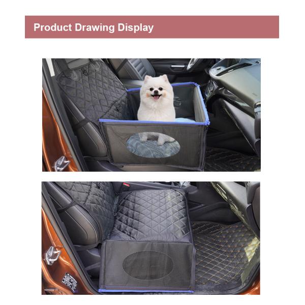 Waterproof Dog Car Booster Seat Pet Front Protector Seat with Non-slip Bottom Storage Pocket and removable and washable