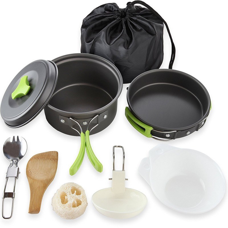Outdoor Picnic Kitchen Camping Cookware Folding Camping Pot Set for 2-3 People