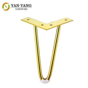 China Furniture hardware metal gold sofa leg high stability size accept customize factory
