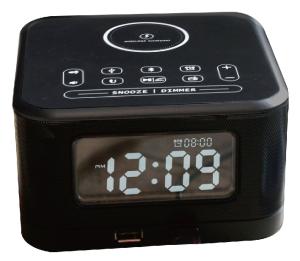 China Wireless Charging Hotel Alarm Clock Electric Radio Alarm Clock 10M 65dB factory
