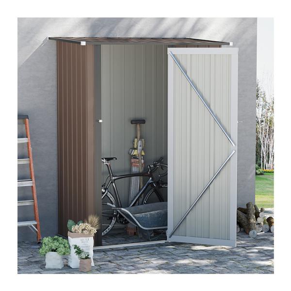 AJUNION 5x3FT Galvanised Steel Outdoor Shed for Sustainable Tools and Bike
