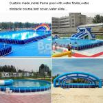 EN71 Portable Water Pool 0.9mm PVC Inflatable Rectangular Metal Frame Swimming