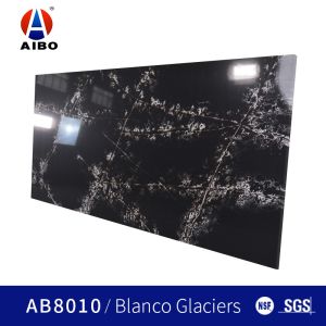 Black Calacata Artificial Quartz Kitchen Countertop With Coherent Pattern Marble