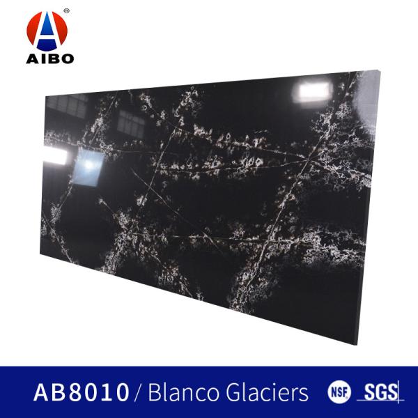 Black Calacata Artificial Quartz Kitchen Countertop With Coherent Pattern Marble