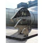 Metal Flower Elephant Statue –Stainless Steel Abstract Animal Art for Indoor
