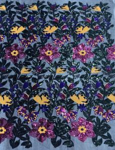 China Geo Sequin Embroidered Fabric Lace Mesh ODM For Home Textiles factory