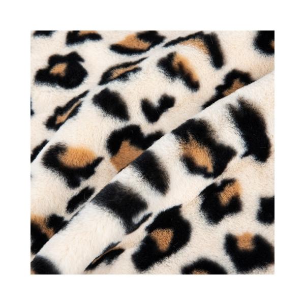 100% Polyester Super Soft Leopard Print Rabbit Fur Faux Fur Fabric for Garment