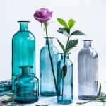 Nordic Style Small Mouth Blue Pink Color Dome Shaped Glass Flower Vase