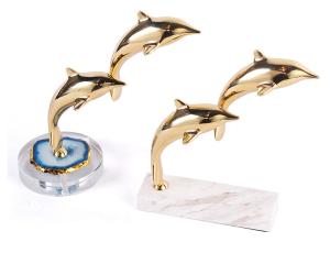 China Marble Stand Copper Dolphin Shape Decorative Art Craft factory