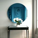 Frameless Blue Silver Decorative Float Glass Wall Mirror for Bedroom Dressing