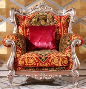 China Classic Antique Design Solid Wooden Carved Luxury Fabric Sofa factory