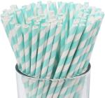 Multi Colored Holiday Celebrations Green Striped Paper Straws Biodegradable