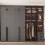 Custom Hotel Designer Modern Black Wardrobe Armoire Wood Wardrobe Closet Cabinet