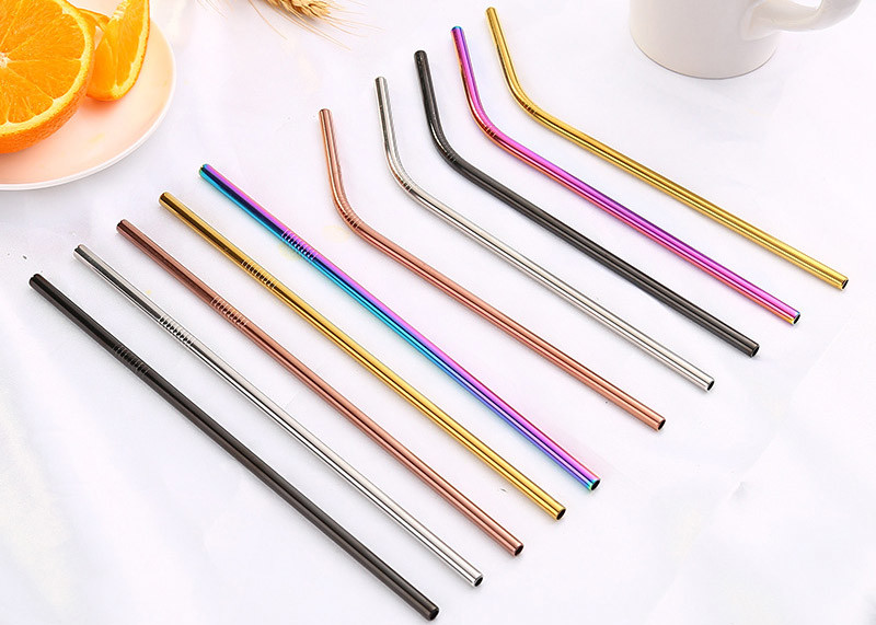 Colorful Kitchen Household Items Straight Reusable Drinking Straws Cleaner Brush