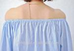Custom Women Long Wide Sleeves Off Shoulder Blouse With Embroidery Decor