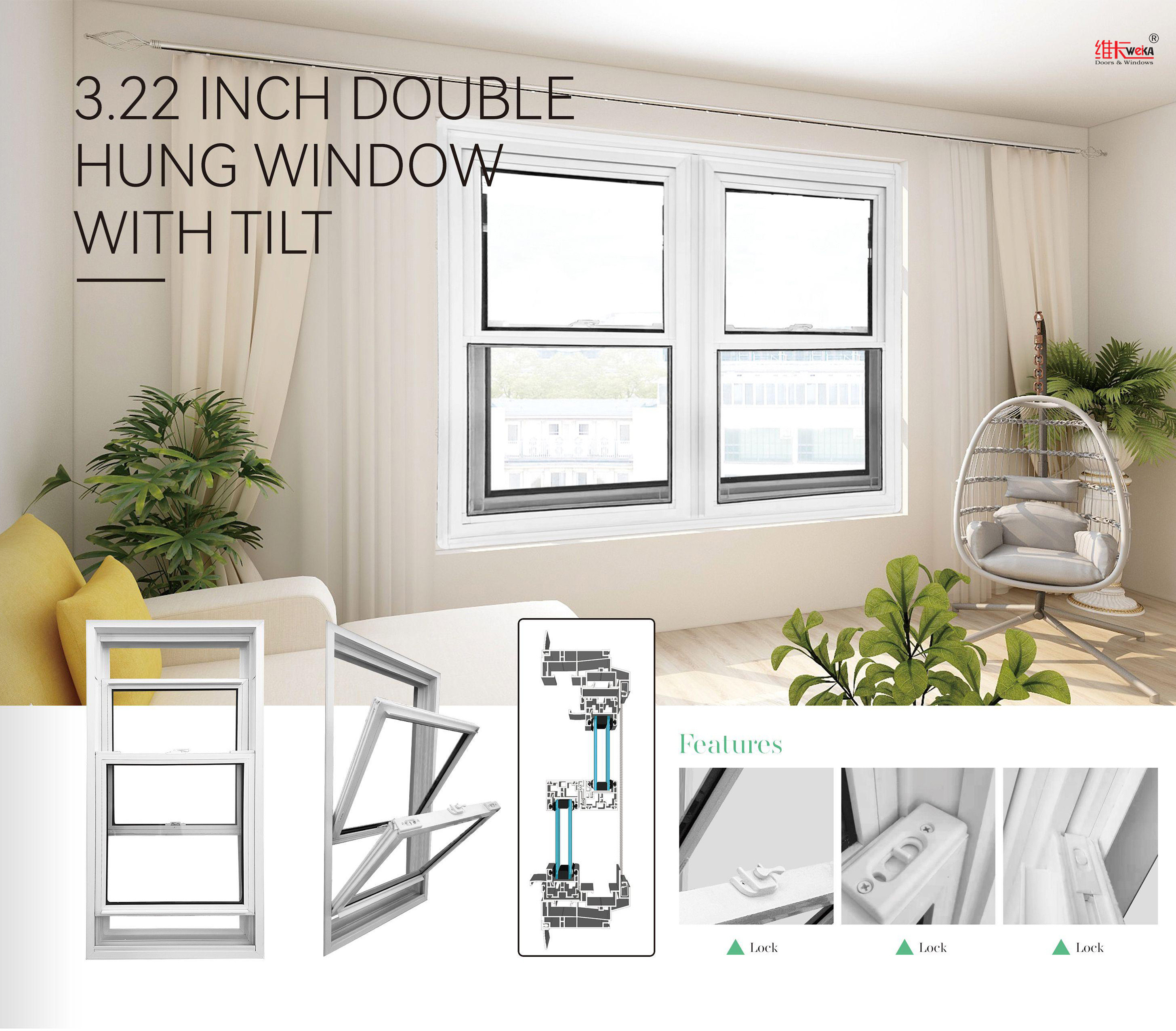 Commercial White UPVC Soundproof Windows Sash Bay