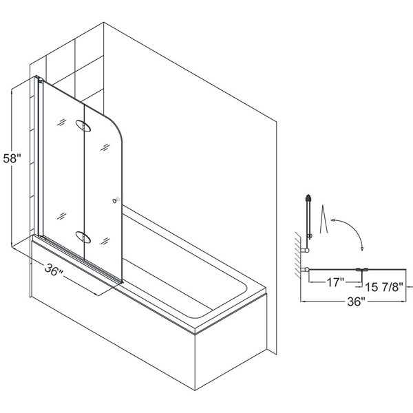 6mm Tempered Bathtub Glass Screen With Stainless Steel Handle