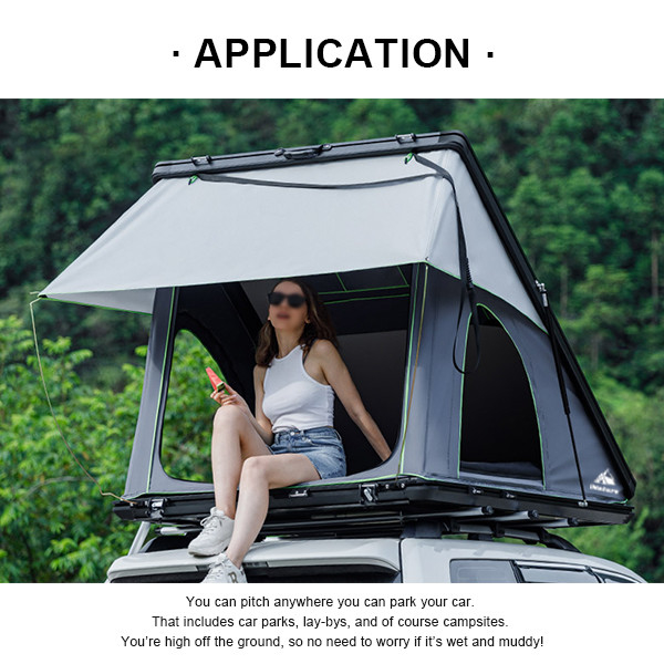 Weatherproof Triangle Roof Top Tent Hard Shell Camper With 300gsm Polyester Fabric 212x131x155cm Open Size