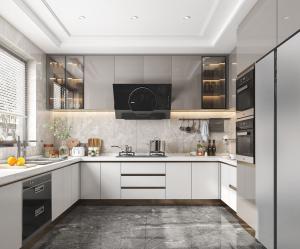 China Complete Modern Lacquer Kitchen Island Furniture White Shaker factory