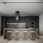 Custom Modern Gold PET Island Kitchen Cabinet High Quality Complete Modular