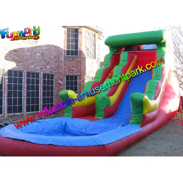 China Big Rainbow Wave Backyard Inflatable Water Slides With Splash Pool factory