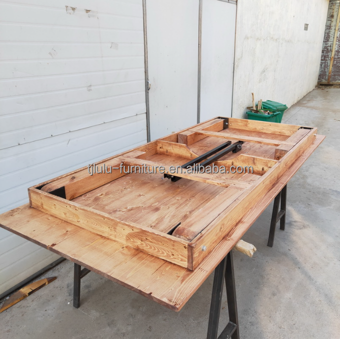 Foldable Pine Frame American Walnut Color Solid Wood Dinning Table with Modern Simple Design and Sturdy Construction