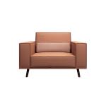 Fashion modern lobby furniture single sofa in Leather upholstered with Walnut
