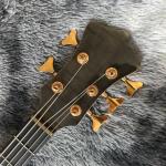 Custom Grand Neck Through Body Flamed Maple Top 5 Strings Bass Guitar Alem Cut