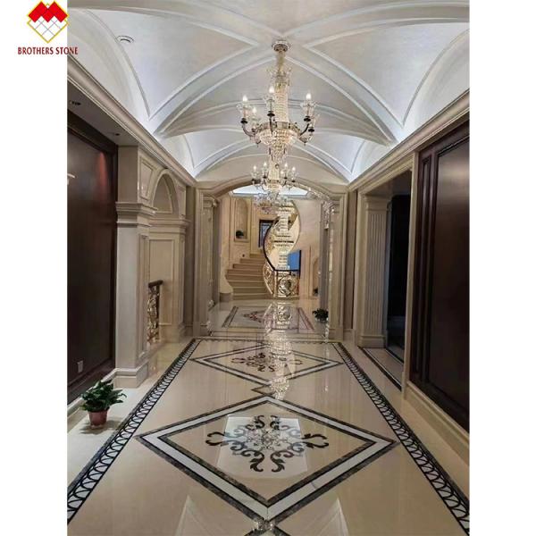 China Customized Cut-To-Size Water Jet Marble Inlay Medallion for Modern Villa and Hotel factory